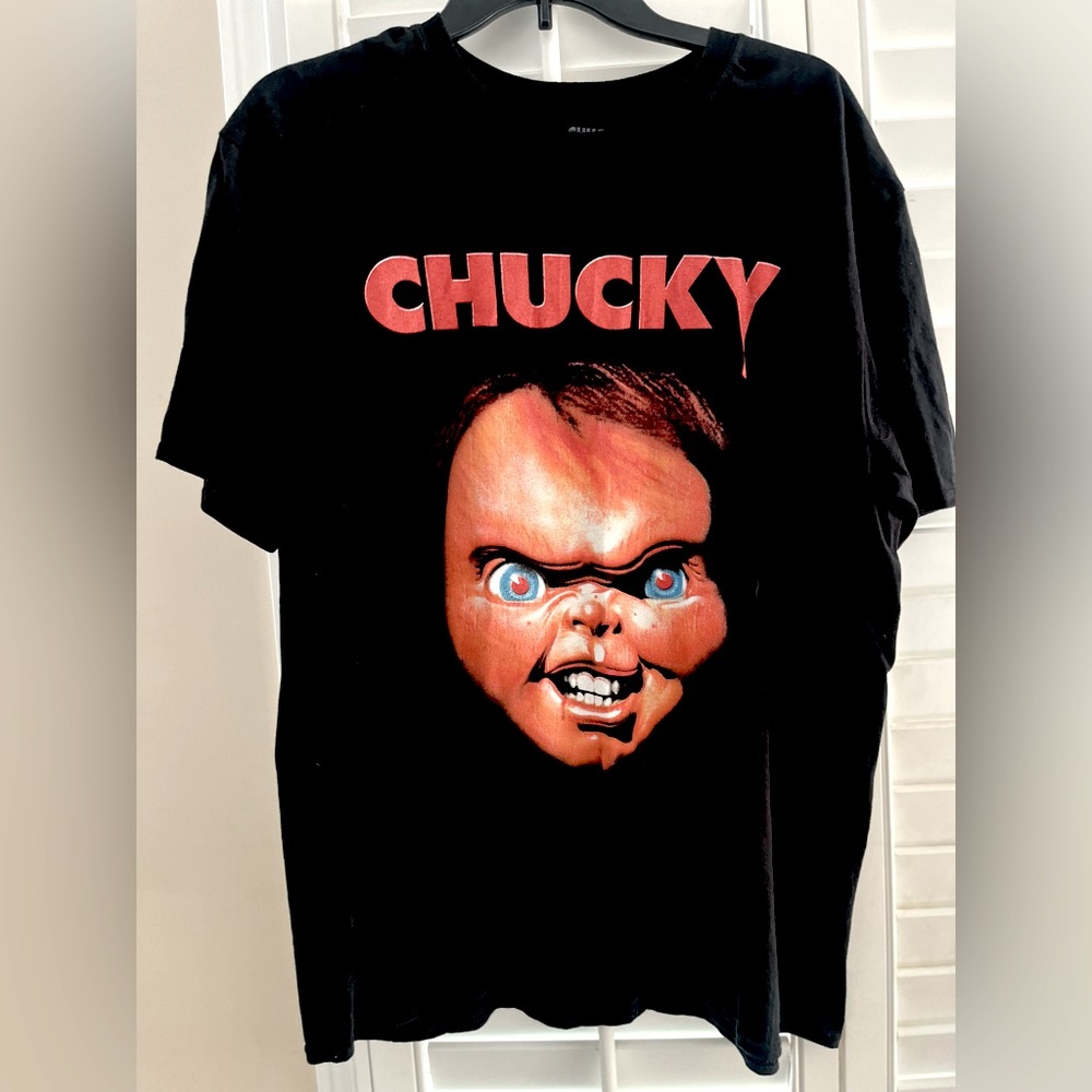 CHUCKY Face logo Movie Halloween Graphic Tee Shirt Sz XL